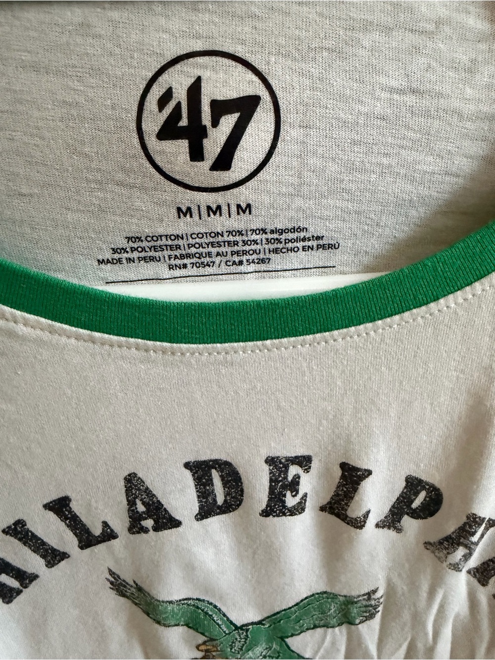'47 Philadelphia Eagles Raglan Tee - White, Black & Green - Picture 2 of 2